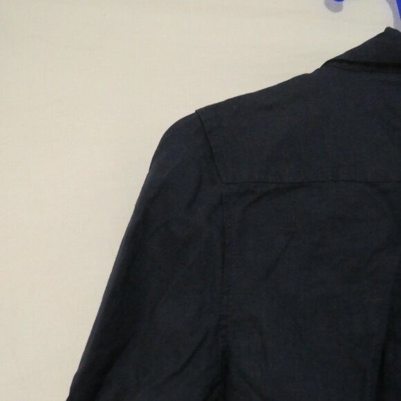 H&M | 5-6 years | Dark Navy Blue Button-Up Linen / Cotton Shirt | Roll Tabs - Picture 11 of 16